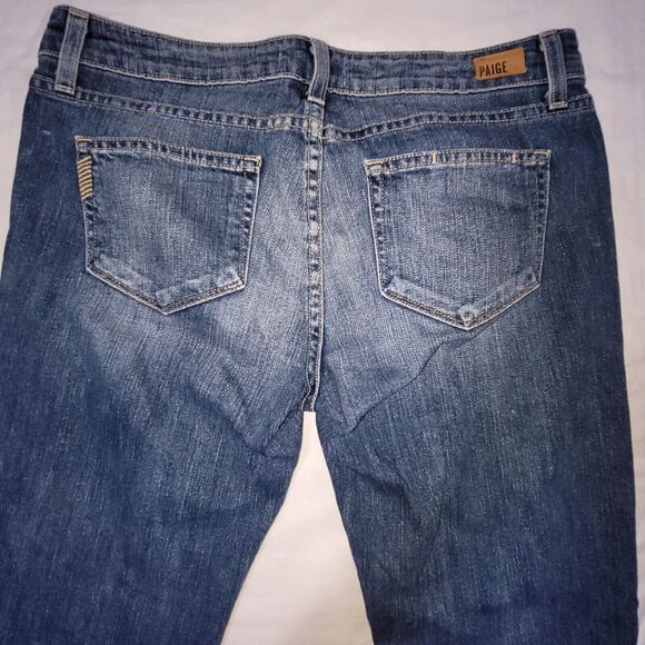 Paige Sz 29 Skyline Ankle Peg Jeans Medium Wash Distressed Low-rise - Picture 6 of 14